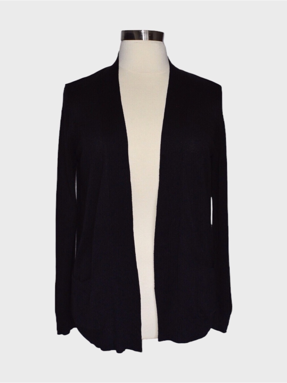 Laura Scott Cotton Blend Open Front Knit Cardigan